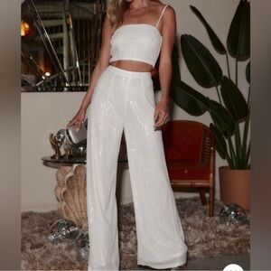 12th Tribe white sequin 2 piece set
